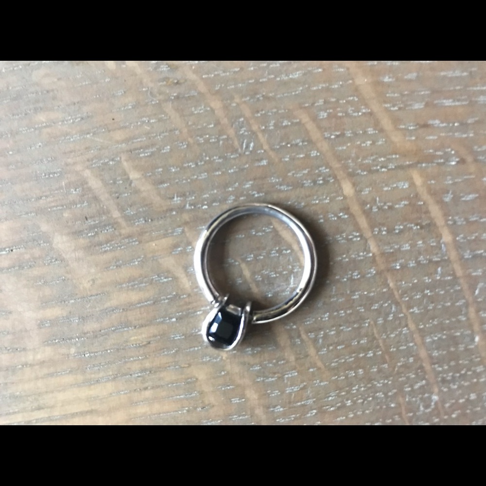 Sterling Silver 925 Onyx Flip Ring In Size 7